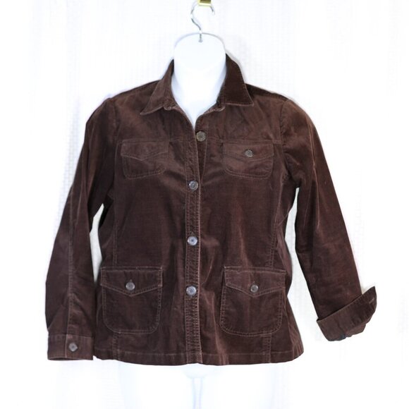 Lands' End Size L Brown button down pockets corduroy jacket - Picture 1 of 12